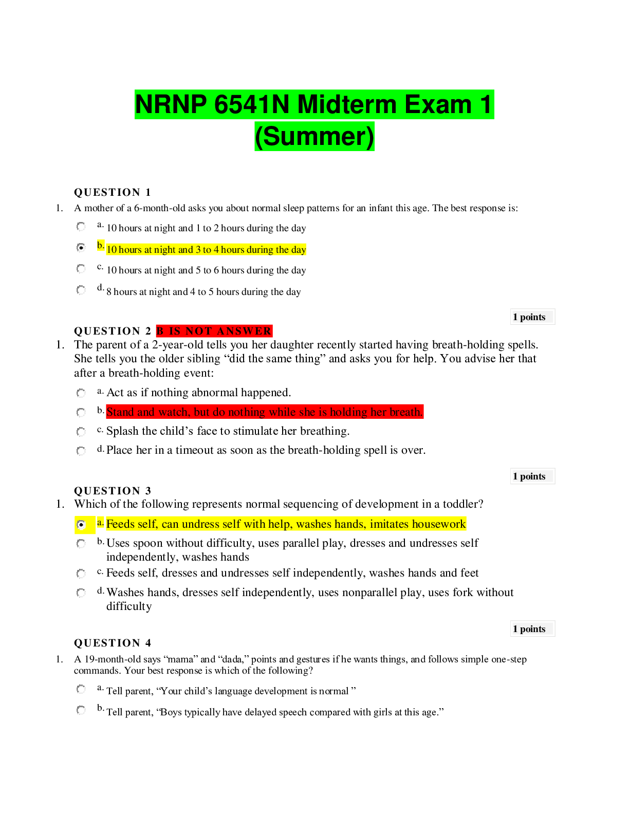 Preview image for NRNP 6541N Midterm Exam 1 (Summer)